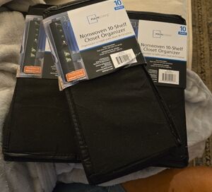 Set Of 3 Nonwoven Black Closet Organizer